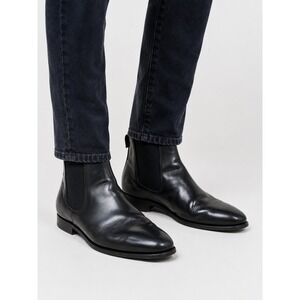 Church's Royal Tweed Amberley Black Leather Chelsea Boots 9.5 UK 10.5